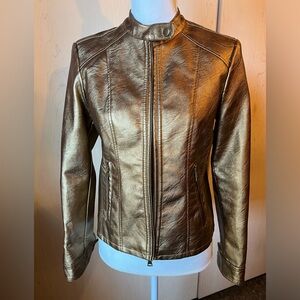 NWT gold faux leather jacket